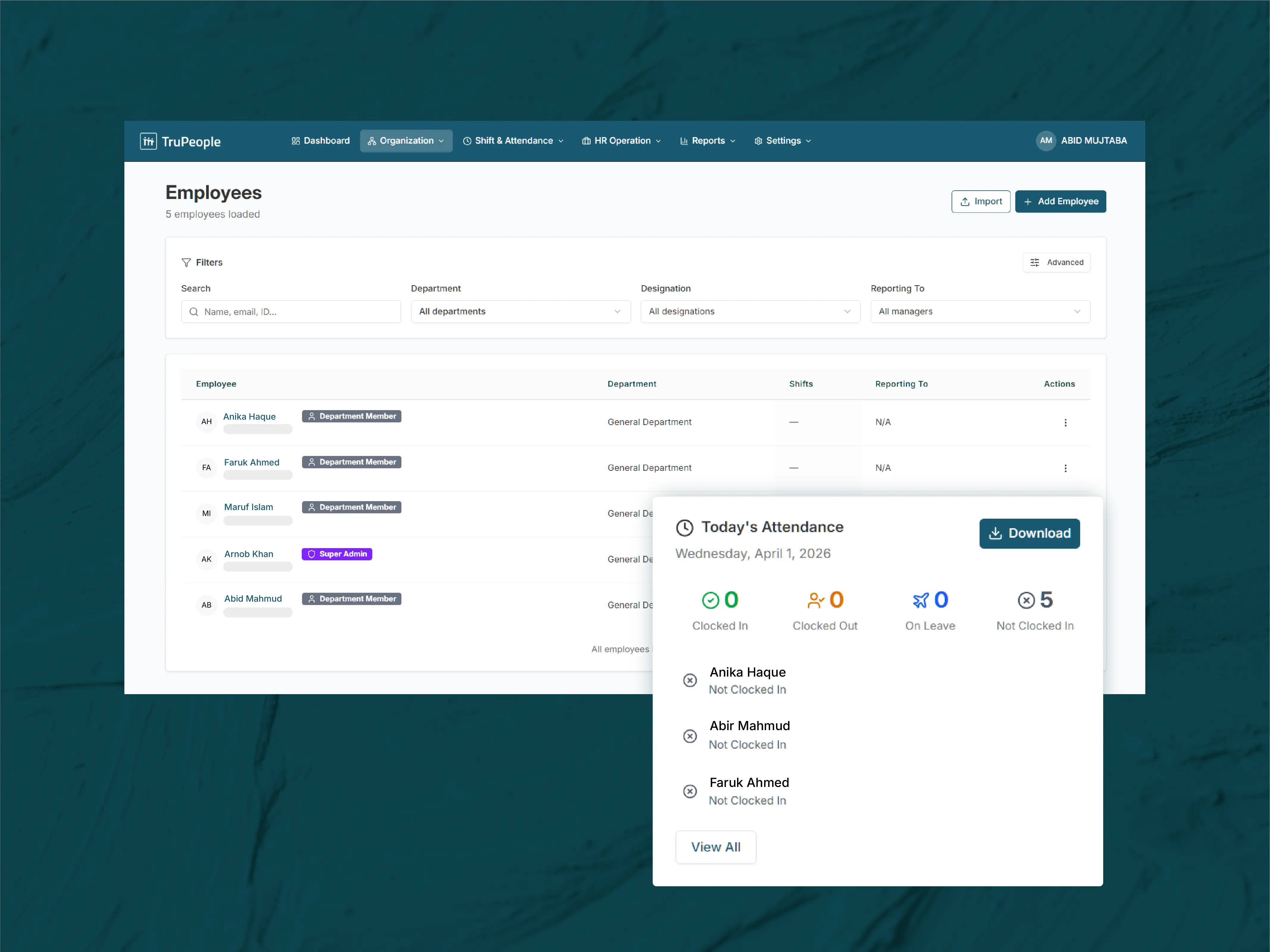 TruPeople web dashboard